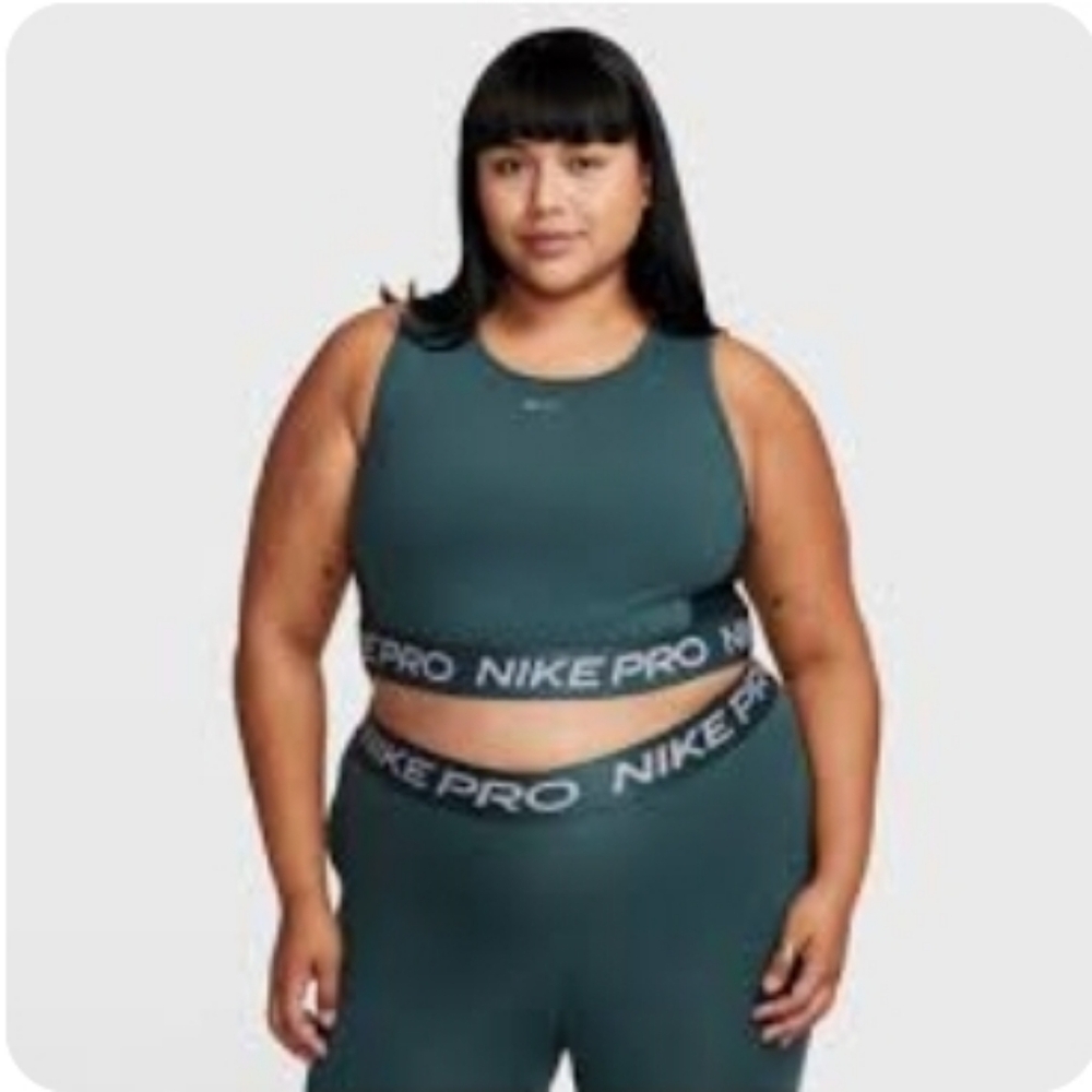 Nwt Nike Pro Dri Fit Crop Top Size 3X Green, Silver